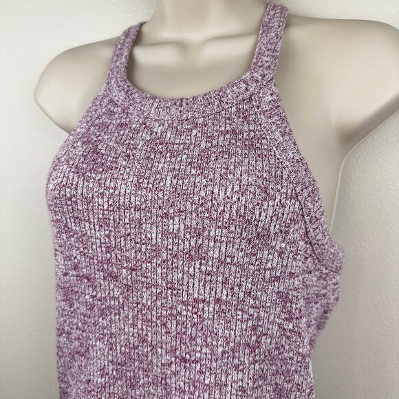 Maeve Anthropologie Harlan Knit Ribbed Tank Racerback Marled Purple Large - Picture 4 of 11